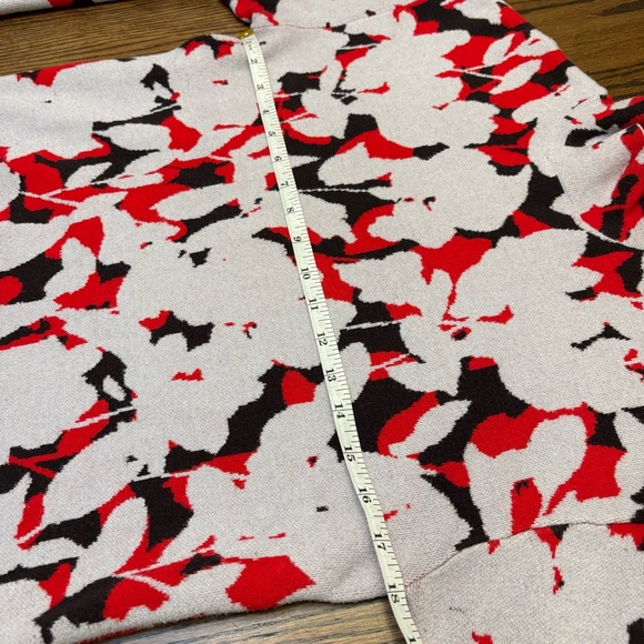 Anthropologie Mock Neck Floral Lizzy Knit Sweater Size Small Red Gray & Black - Picture 4 of 12